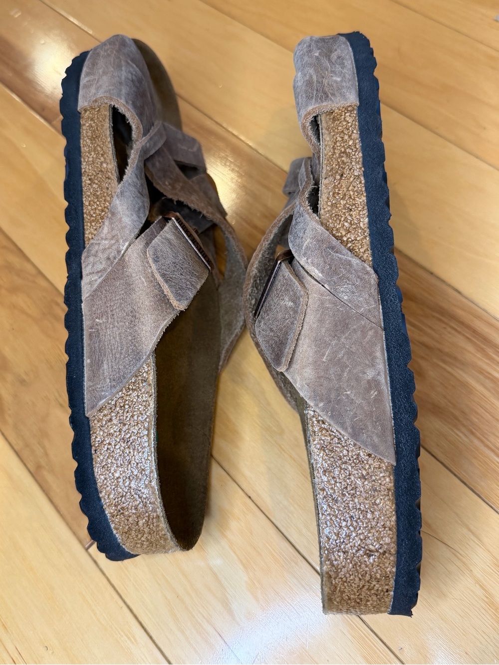 NWOT Birkenstock Lugano Oiled Leather Criss Cross Strap Slide Coastal Grandad 12 - Picture 11 of 11